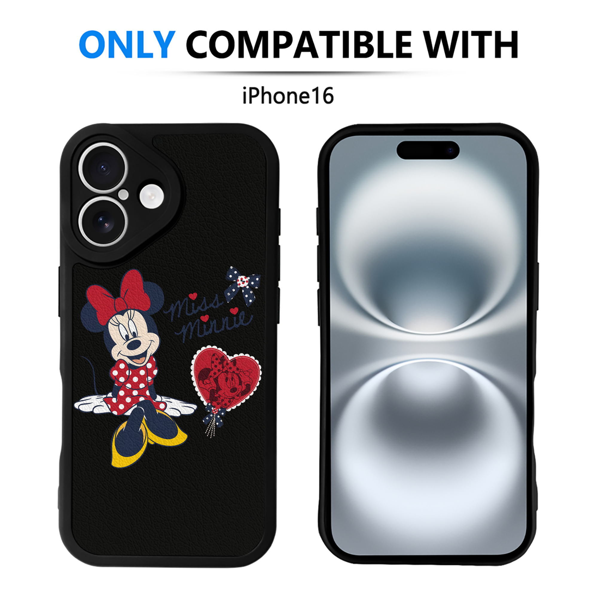 （画像用） ミッキーマウス Mickey Mouse 【iPhone 16シリーズ対応】シリコンスマホケース（レザー調） 材質：シリコン